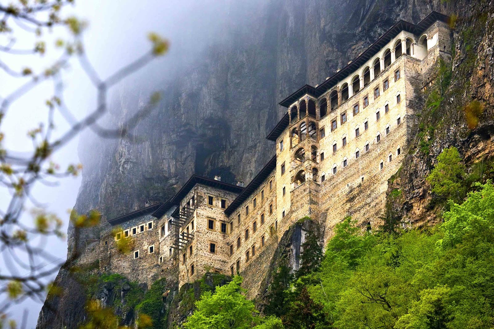 Iconic cliffside view of the historic Sumela Monastery in Trabzon.
