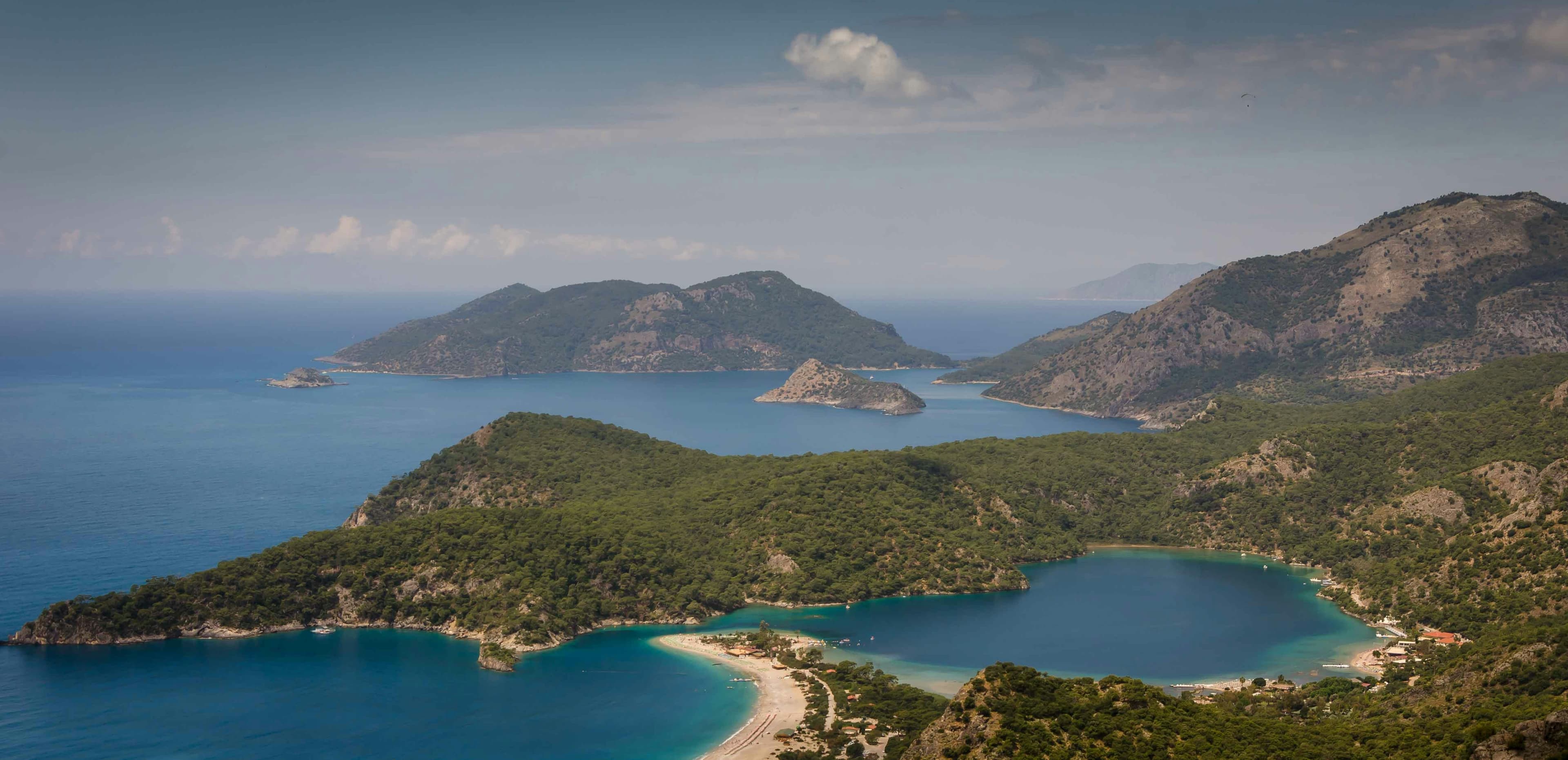 The iconic sandbar and calm waters of the Blue Lagoon.
